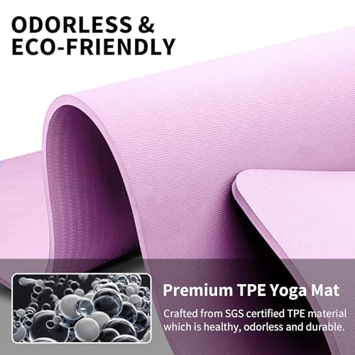 Hatha Yoga Extra Long TPE Yoga Mat 79" x 40" x 1/2" Thick Non-slip Exercise Mat for Home Gym Use, Yoga, Pilates, Fitness & Workouts - color: Pink