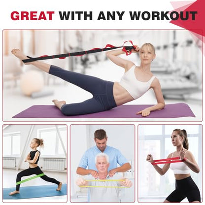 Resistance Bands Exercise Bands Set for Women, Non-Elastic Yoga Strap with Loops for Stretching Physical Therapy, Workout Bands with 5 Resistance Levels for Home Gym Exercise