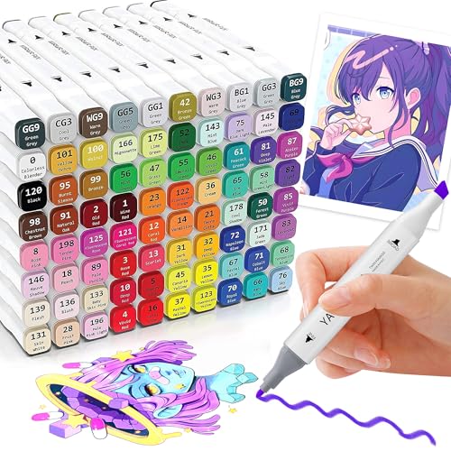 80 Colors Alcohol Markers - Dual Tip Art Markers，Colouring Pens | Professional Permanent Blending Marker Pens Artist Sets for Drawing Painting Sketching Illustration Kids Gifts