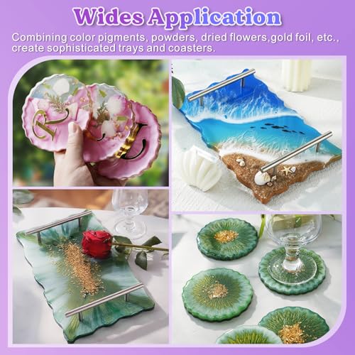 LET'S RESIN 6 Cavity Resin Coaster Molds and Tray Molds with Handle | Epoxy Resin Molds for Cup Mats, Coaster Silicone Molds for Flower Bouquet Preservation, DIY Art Craft and Home Decoration