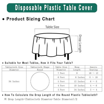 Blush Pink Plastic Tablecloths 2 Pack Light Peach Disposable Table Covers 84 Inch Circle Bridal Shower Party Tablecovers PEVA Table Cloths for Picnic Birthday Wedding Parties 6 ft Round Table Use - color: F00 Blush Pink