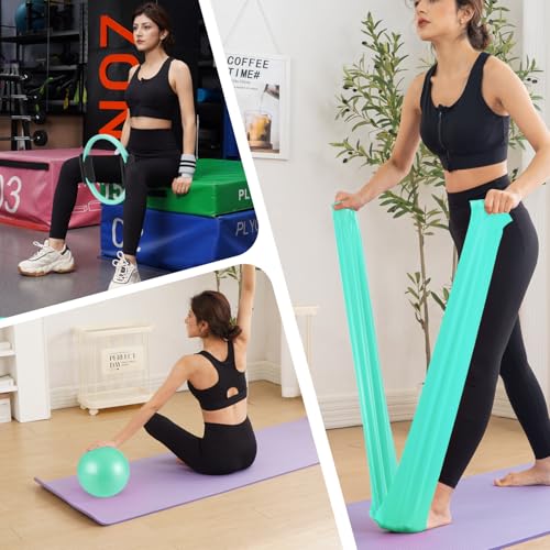 Tsikavo Pilates Ring, Pilates Ring Circle and Ball Set, 12 Inch Magic Circle Pilates Ring,9 Inch Small Exercise Ball,Resistance Bands Set, Home Pilates Equipment for Women - color: Teal