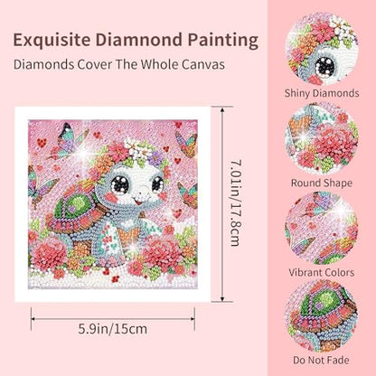 FlyingMage 5D Diamond Art Kits for Adults,Kawaii DIY Painting Art for Women, 4 Pack Cute Diamond Arts and Crafts Sets,Diamond Art Mosaic Kits,Big Gem Full Drill Diamond Dots, Turtle Koala Sloth Sheep - color: Pink Turtle+Koala+Sloth+Sheep
