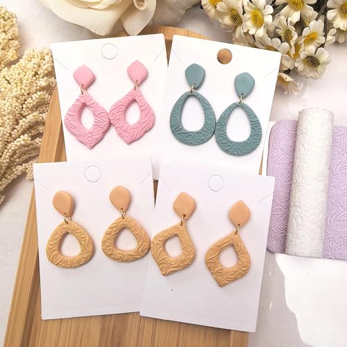 Polymer Clay Texture Roller Work with Polymer Clay Cutters for DIY Earrings Jewelry Making Craft Supplies (French Flower Pattern) - color: French Flower