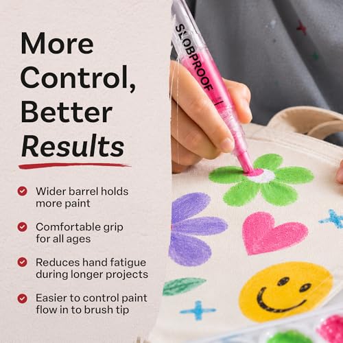 Slobproof Paint It! Decorating Pen, Refillable Paint Pens, Pack of 5 | Mess-Free Arts and Crafts Tool for All Ages - Wider Barrel Holds 2X More Paint - Fill with Chalk, Glitter, Metallic Paints - size: 5 Count (Pack of 1)