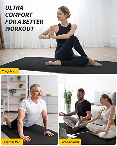 CAMBIVO Extra Long Wide Yoga Mat, Thick PVC Workout Mat - size: 84" x 30" x 6mm