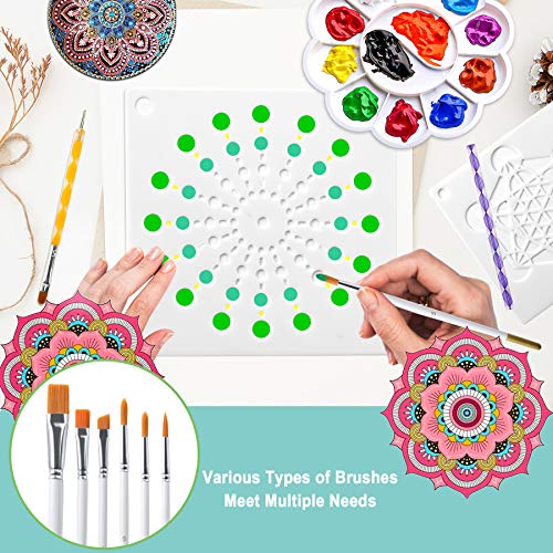 Augshy 58PCS Mandala Dotting Tools Set with a Blue Zipper Waterproof Storage Bag for Painting Rocks - style: Mandala Style A