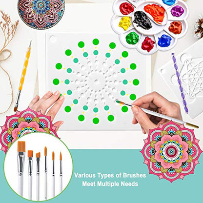 Augshy 58PCS Mandala Dotting Tools Set with a Blue Zipper Waterproof Storage Bag for Painting Rocks - style: Mandala Style A