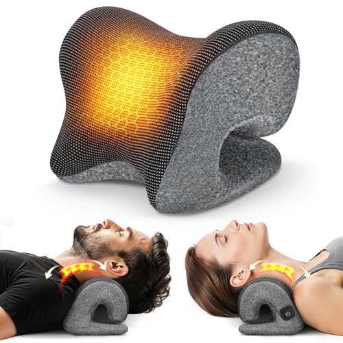 Graphene Magnetic Neck Stretcher for Deeper Pain Relief, Instant Heating Pad Cervical Traction Device Pillow, Neck Cloud for TMJ Tension Muscle Migraine, Gifts for Women, Mom, Men(Gray)