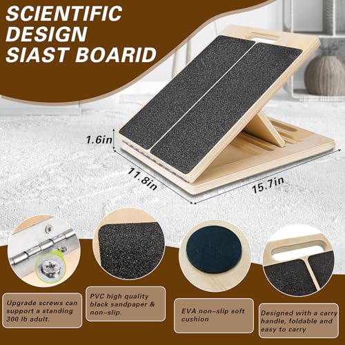 Slant Board for Calf-Stretching - Adjustable Wooden Incline Wedge Stretcher for Squats, Foot & Ankle Mobility, Portable Fitness Equipment, Balance Block for Heel Stretch,300 LBS Capacity