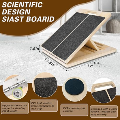 Slant Board for Calf-Stretching - Adjustable Wooden Incline Wedge Stretcher for Squats, Foot & Ankle Mobility, Portable Fitness Equipment, Balance Block for Heel Stretch,300 LBS Capacity
