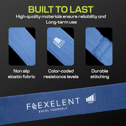 Flexelent Blue Squat Wedge Block & Fabric Resistance Bands Bundle, Heel Elevated Squat Wedge for Weight Lifting with Short Fabric Exercise Bands for Legs, Glutes, and Strength Training