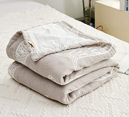 MEJU Fish Gray Muslin Lightweight Summer Blanket for Bed Sofa Couch 100% Combed Cotton 3 Layer Soft Warm Quick Dry Throw Blanket Bedspread Bed Coverlet Sheet Full Queen 80 in X 90 in - color: Fish Gray, size: F/Q 80 in x 90 in