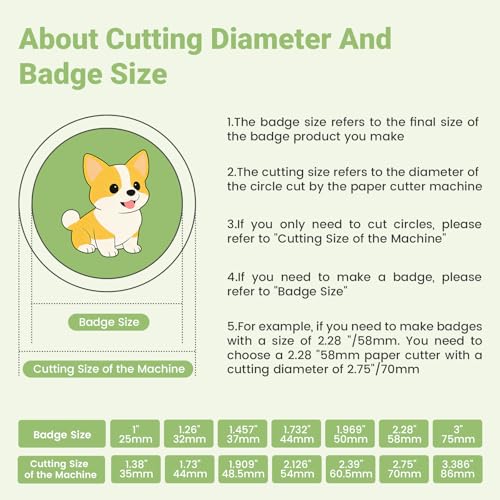 2.28" 58mm Button Paper Cutter, 2.75”/70mm Diameter Circle Cutter Circle Punch, Graphics Punch Cutter, 70mmDie Cut Machine for Making 2.28" 58mm Mode Buttons Machine (2.75”/70mm Cutting Diameter)