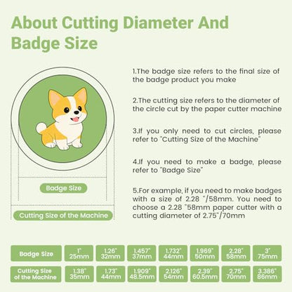 2.28" 58mm Button Paper Cutter, 2.75”/70mm Diameter Circle Cutter Circle Punch, Graphics Punch Cutter, 70mmDie Cut Machine for Making 2.28" 58mm Mode Buttons Machine (2.75”/70mm Cutting Diameter)