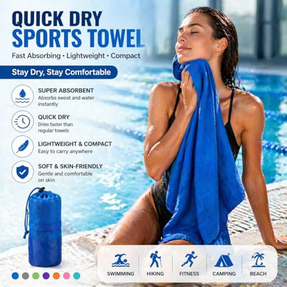 Beda Home Microfiber Travel Towel - Ultra Soft Fast Drying Gym Towel, Super Absorbent & Compact Sports Towel for Camping, Hiking, Swimming, Yoga - Includes Breathable Mesh Carrying Bag (Set of 1,Grey) - color: Grey