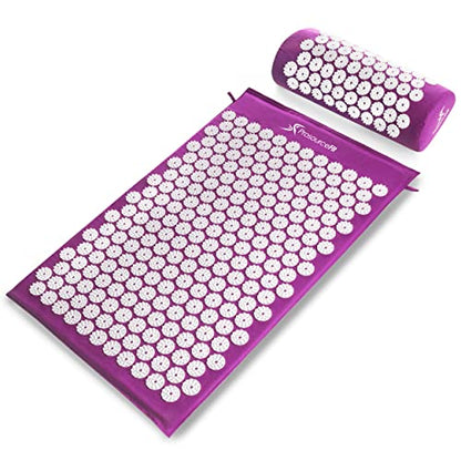 ProsourceFit Acupressure Mat and Pillow Set for Back/Neck Pain Relief and Muscle Relaxation, Purple - color: Purple, size: Large