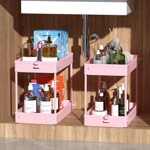 SPACEKEEPER 4 Tier Rolling Cart, Bathroom Cart Organizer with Wheels, Pink - color: Pink, size: 4 Tier