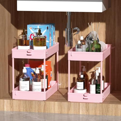 SPACEKEEPER 4 Tier Rolling Cart, Bathroom Cart Organizer with Wheels, Pink - color: Pink, size: 4 Tier