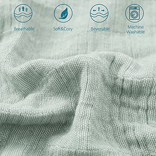 SE SOFTEXLY Muslin Throw Blanket, 4-Layer Dyed Yarn, 50”x60”, Sage Green - color: 5-sage Green, size: Throw-50" x 60"