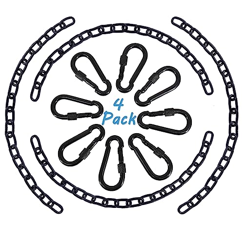 4 Pack 25in Hanging Swing Chain with 4 Carabiners, 440LB Capacity Hanging Kits Heavy Duty Hanging Chair Hardware for Hammock Swing Hanging Chair Punching Bags Sandbag Indoor Outdoor Yoga Gym (Black) - color: Black, size: 4 Pack 25 inch