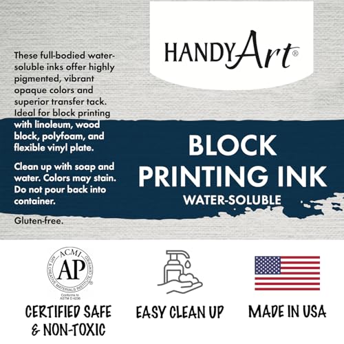 Handy Art Block Printing Ink, Red, 16 oz Jar, Water-Soluble | Highly Pigmented Vibrant Opaque Color with Superior Transfer Tack, Water Soluble, Certified Safe & AP Non-Toxic, Made in USA - color: Red, size: 16 Fl Oz