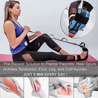 Foot and Leg Stretcher. Stretching Strap Loops for Plantar Fasciitis, Heel Spurs, Foot Drop, Hamstring, Quads. Improve Strength, Stretches, Achilles Tendonitis Stretch and Calf Pain Relief - color: Red