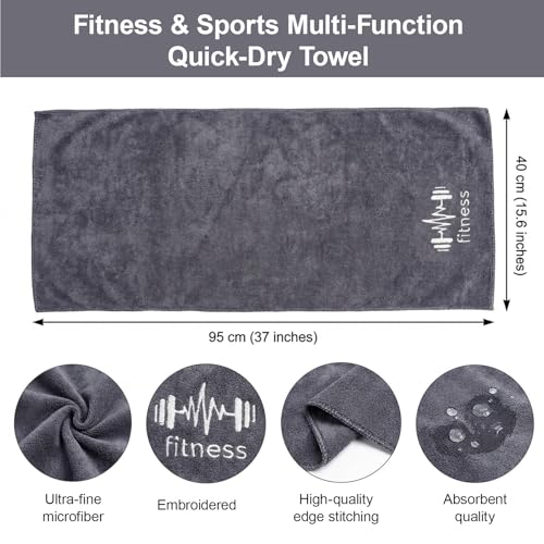 Fitness Towel, Sports Yoga Microfiber Quick-Drying Microfiber Towels for Swimming Gym and Yoga Sweat Pad, Gray - color: Gray