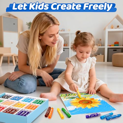 144 Tempera Paint Sticks Bulk, Washable Solid Crayons in 12 Colors | No Mess, Quick Drying, Ideal Back to School Painting Art Supplies Bulk for Classroom Students