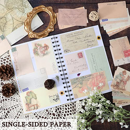 GNILLKO 445 PCS Vintage Scrapbook Supplies Kit | Scrapbook Paper Junk Journal Supplies with 40 Sheet Flowers Stickers for Planner, Bullet Journaling, Junk Journal