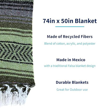 La Montana Bulk Falsa Mexican Blanket, 4 Pack, Dk Olive/Lt Olive/Charcoal - color: Dark Olive/Light Olive/Charcoal