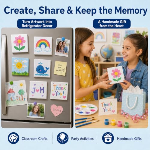15 Pack 3 Inch Square Mini Magnetic Canvas Boards for Painting | 15 mini square canvases with soft magnetic backs for painting, refrigerator display, classroom crafts, and handmade gifts. - style: Square-15pcs