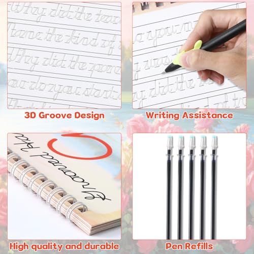 chiazllta Grooved Cursive Handwriting Workbook with Disappearing Ink Pens Magic Reusable Grooved Cursive Writing Practice for Beginners Kids Kickoff Workbook Homeschooling Supplies (Jokes & Riddles) - style: Jokes & Riddles
