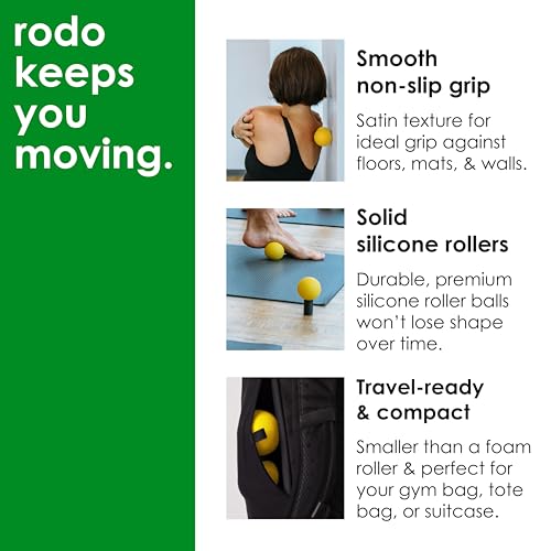 Rodo 2-in-1 Soft Peanut & Lacrosse Ball Roller | Deep Tissue Massage Tool for Fascia, Plantar Fasciitis, Hips & Back | Mobility & Recovery Roller | Compact, Travel-Friendly, Pilates & Therapy Ready - color: Yellow