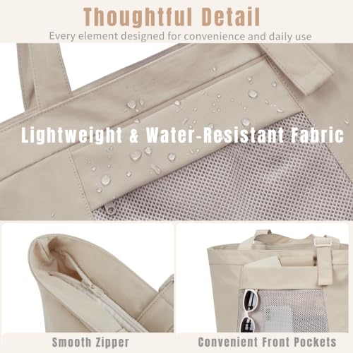 Travel Tote Bag for Women, Large Nylon Bag with Yoga Mat Strap and Luggage Sleeve,Shoulder Bag for Daily Use - color: Black