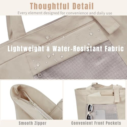 Travel Tote Bag for Women, Large Nylon Bag with Yoga Mat Strap and Luggage Sleeve,Shoulder Bag for Daily Use - color: Green