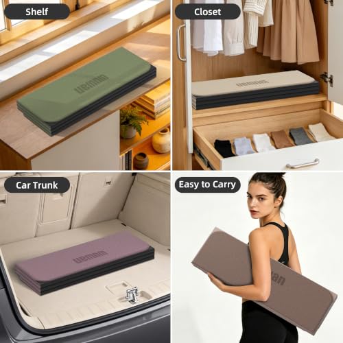 TPE Yoga Mat Foldable 8mm Thick Light Non-Slip for Home/Gym/Travel - color: Brown&Beige