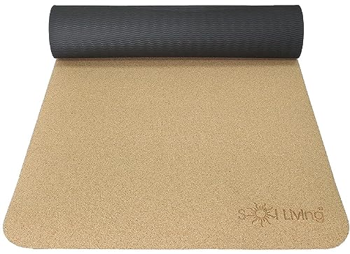 Sol Living Natural Cork Yoga Mat Yoga Mat Stretching Pilates Meditation Exercise Mat Gym Equipment Non Slip Portable Travel Yoga Accessories Foldable Workout Mat - 24" x 72" - color: Cork Brown