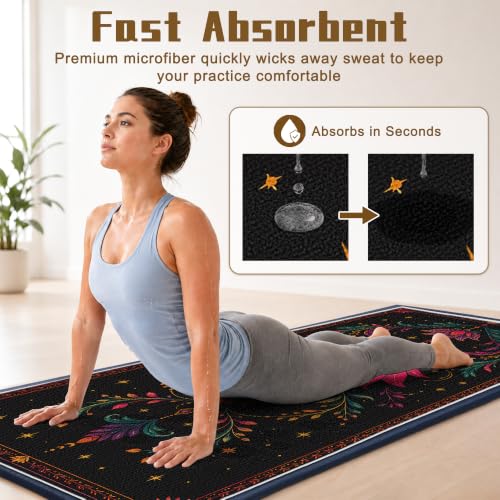Hot Yoga Towel Non Slip, Ultra-Absorbent Yoga Mat Towel, Soft with Printed Design, Machine Washable, Yoga Pilates Towel Suitable for Exercise, Pilates, Yoga, 72x27in.Lotus - color: Lotus