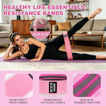 OKbulter Resistance Bands for Working Out, 3 Levels Exercise Bands Set | 3 Levels Exercise Bands Set for Legs, Hips, Strength Training, Pilates, Yoga and Rehab for Women & Men