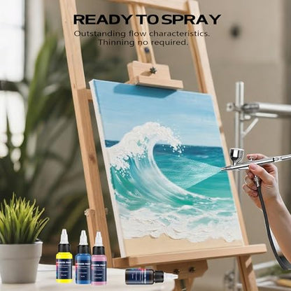 Airbrush Paint 12 Colors, Ready to Spray Airbrush Paint Set, Water-Based Acrylic Air brush Paints for Metal, Plastic Models, Canvas, Wood, 0.67 Fl Oz/20ml - color: 12 Colors