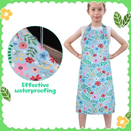 2 Pack Kids Apron, Cute Cooking Aprons, Waterproof Art Apron with Pockets, Toddler Painting Artist Apron Adjustable - color: Wildflowers and Daisies, size: 45*62cm