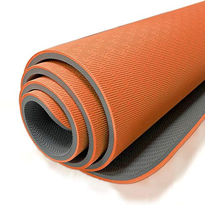 Hatha Yoga Extra Thick TPE Yoga Mat - 72"x 32" Thickness 1/2 Inch -Eco Friendly- With High Density Anti-Tear Exercise Mats For Home Gym Travel & Floor Outside - color: Orange/Gray