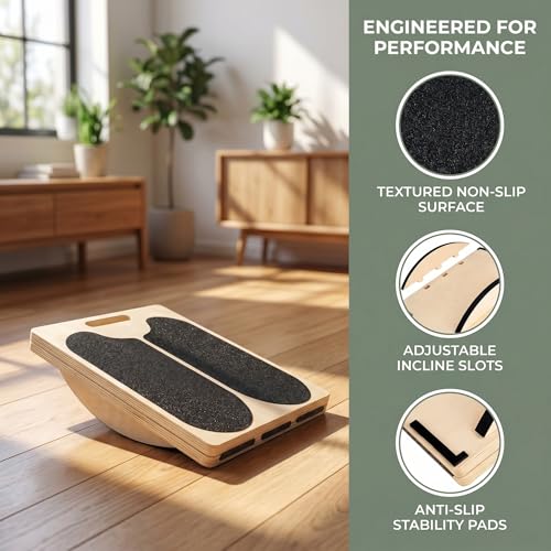 Calf Stretcher Slant Board, Adjustable Wooden Incline Board for Stretching, Non Slip Foot Stretcher for Calf, Achilles, Ankle, Hamstring Exercise