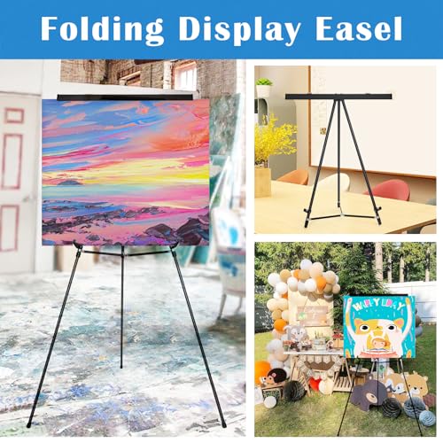 Falling in Art Extra Large 70" High Flip Chart Tripod Display Easel, Black | Heavy Duty Aluminum Presentation Stand, Showroom Display Stand for Signs, Paintings, and Posters - style: 70'' Black 1-Pack