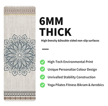 nuveti Yoga Mat Print Extra Thick TPE Non Slip Fitness Exercise Mat with Carrying Bag,72"x24" Extra Thick 6MM Exercise & Workout Mat for Yoga, Pilates Fitness and Floor Exercises - color: QQS