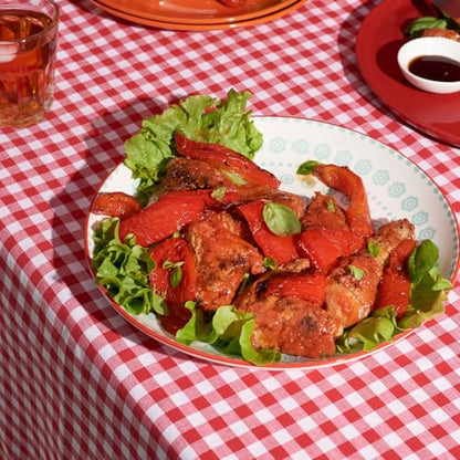 Plastic Table Cloth, 110 Ft X 54 In Plastic Table Cover Gingham Tablecloth | Red and White Checkered Tablecloth Roll with Cutter PEVA Plastic Table Cloth Disposable for Backyard BBQ, Gathering, Buffet - color: Red Checkered, size: 1320" x 54" (Rectangular