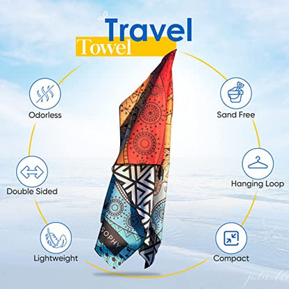 ECCOSOPHY Microfiber Beach Towel - Quick Dry, Sand Free and Oversized 71x35 | Super absorbent, lightweight, swimming, gym, extra large, pool, cruise, camping, yoga, travel, compact, carry bag, vacation - color: Aa - Marrakesh