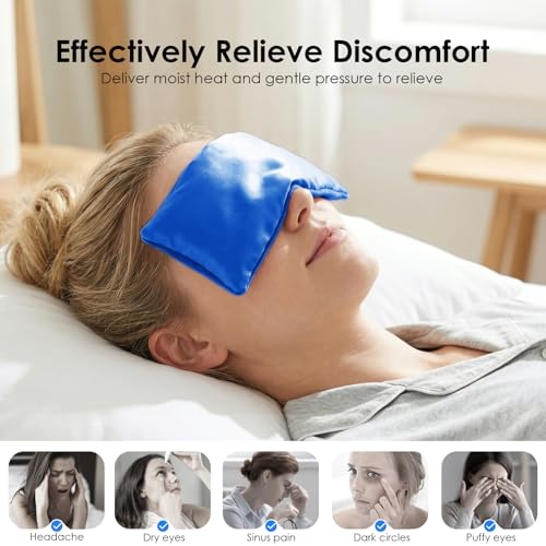 Weighted Eye Pillow for Yoga, Moist Heat Mask for Dry Eyes(Blue x2) - color: Eye Mask01-2 Pack Blue