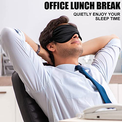 20 Pieces Silk Sleep Mask Eye Mask with Adjustable Strap Sleeping Cover Eye Cover Blindfold for Women Men Sleeping Travel(Black) - color: Black